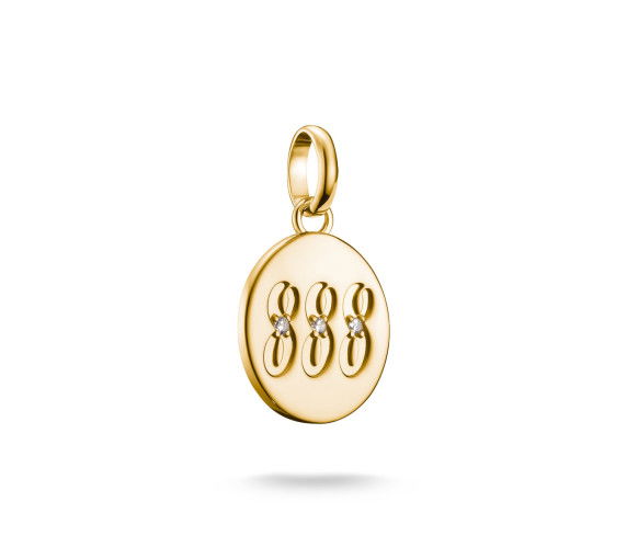 Helen Kirchhofer - Thomas Sabo Pendentif Charm numéro angélique 888 avec pierres blanches Connect plaqué or - CC1255-414-14