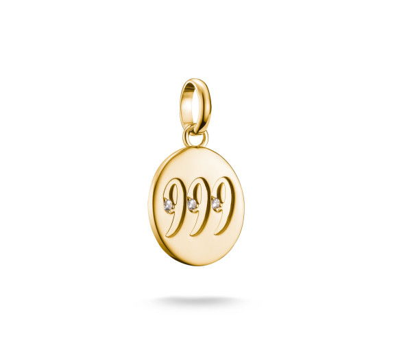 Helen Kirchhofer - Thomas Sabo Pendentif Charm numéro angélique 999 avec pierres blanches Connect plaqué or - CC1256-414-14