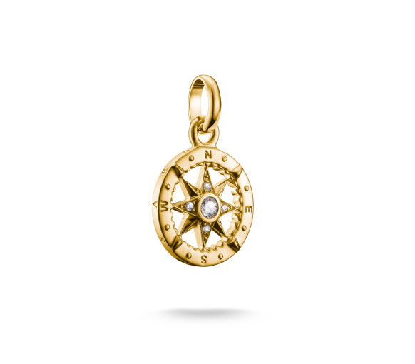 Helen Kirchhofer - Thomas Sabo Charm-Anhänger Kompass mit Steinen Connect vergoldet - CC1261-414-14