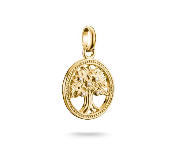 Helen Kirchhofer - Thomas Sabo Pendentif Charm arbre de l’amour avec pierres blanches Connect plaqué or - CC1262-414-14