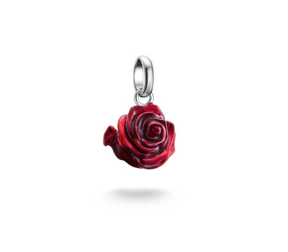 Helen Kirchhofer - Thomas Sabo Pendentif Charm fleur de rose rouge Connect argent - CC1263-007-10
