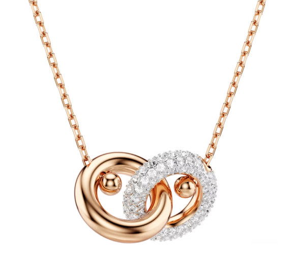 Helen Kirchhofer - Swarovski Dextera Necklace Round cut White Rose Gold tone plated - 5738200