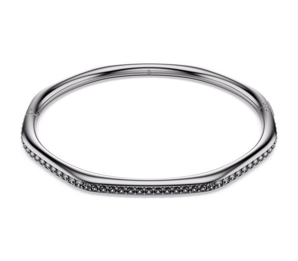 Helen Kirchhofer - Swarovski Dextera Bangle Octagon shape Round cut White Ruthenium plated
