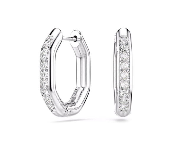 Helen Kirchhofer - Swarovski Dextera Kreolen Achteckform Rundschliff Weiss Rhodiniert - 5724585