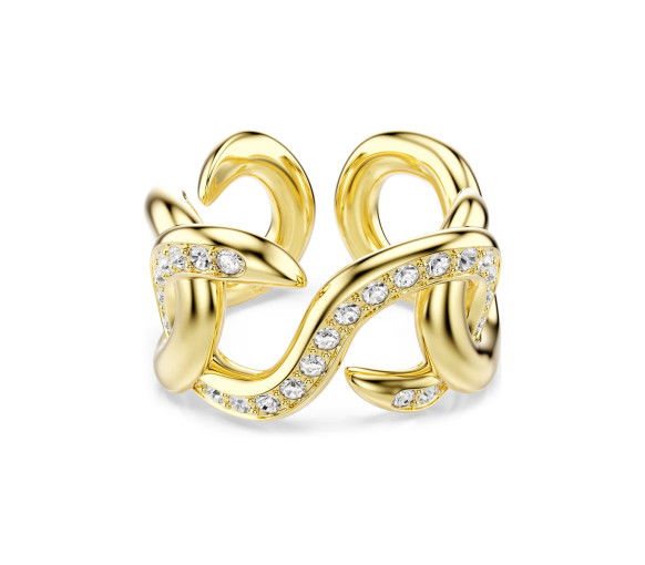 Helen Kirchhofer - Swarovski Dextera Offener Ring Rundschliff Weiss Goldlegierungsschicht