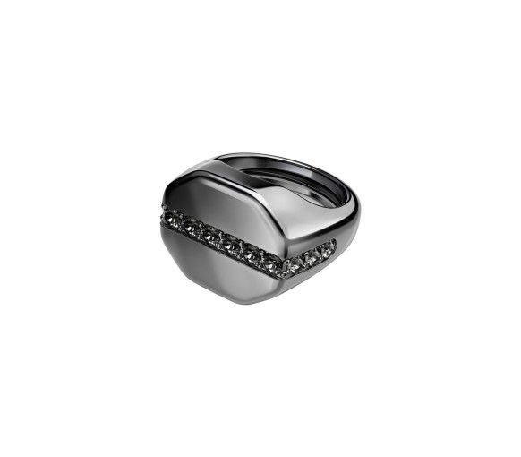 Helen Kirchhofer - Swarovski Anello Dextera Forma ottagonale Taglio Round Nero Placcato rutenio
