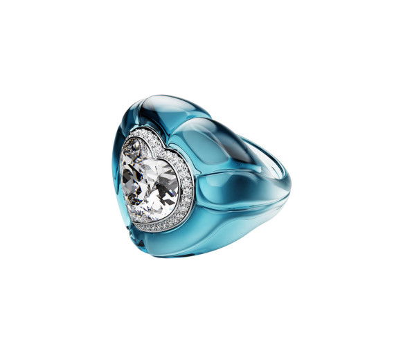 Helen Kirchhofer - Swarovski Anello cocktail Dulcis Taglio Heart Pavé Cuore Blu