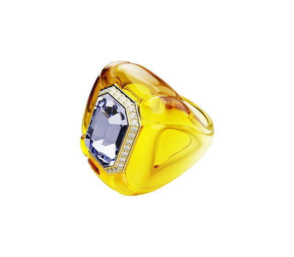 Helen Kirchhofer - Swarovski Bague cocktail Dulcis Taille coussin Pavé Jaune