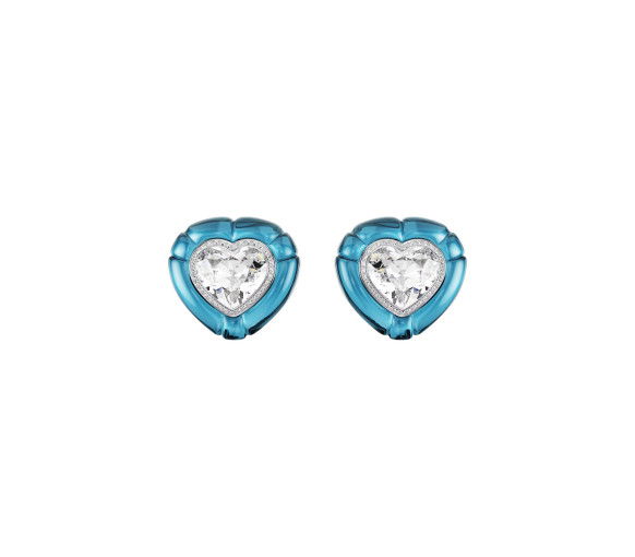 Helen Kirchhofer - Swarovski Orecchini a clip Dulcis Taglio Heart Pavé Cuore Blu Placcato rodio - 5714385