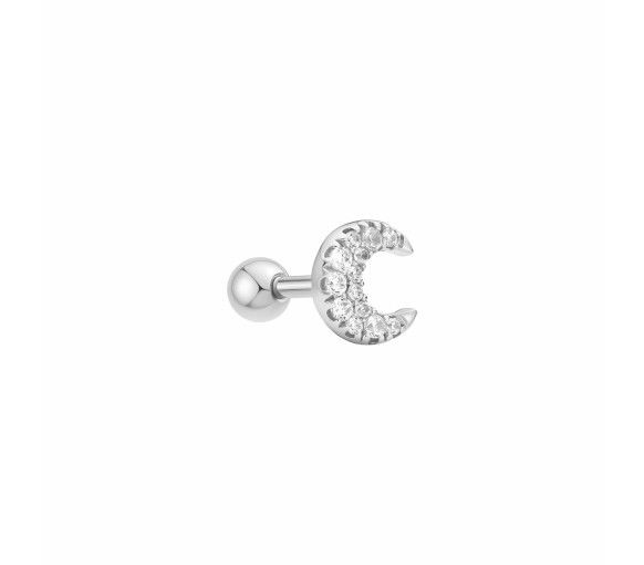 Helen Kirchhofer - Ania Haie Silver Pave Crescent Moon Barbell Einzel Ohrstecker - E070-07H