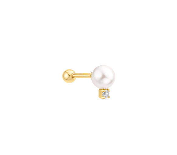 Helen Kirchhofer - Ania Haie Gold Shell Pearl Sparkling Barbell Einzel Ohrstecker - E070-14G
