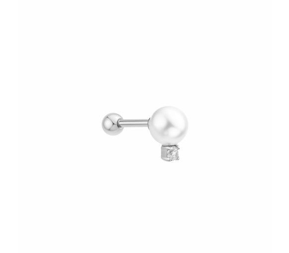 Helen Kirchhofer - Ania Haie Silver Shell Pearl Sparkling Barbell Einzel Ohrstecker - E070-14H