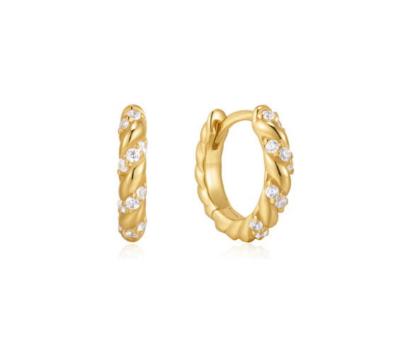 Ania Haie Gold Sparkle Twisted Huggie Ohrringe - E075-07G