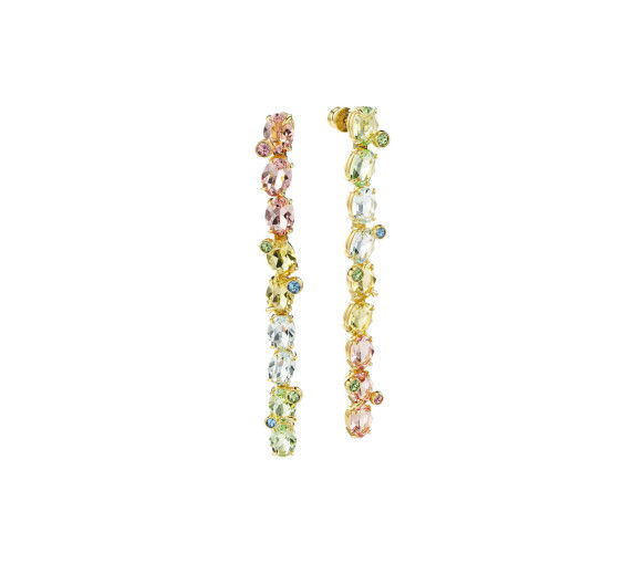 Helen Kirchhofer - Swarovski Orecchini pendenti Gema Design asimmetrico Taglio misto Lunghi Multicolore Placcato color oro - 5705809