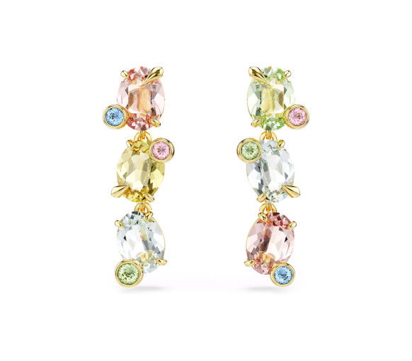 Helen Kirchhofer - Swarovski Gema Drop Ohrhänger Asymmetrisches Design Verschiedene Schliffe Mehrfarbig Gold - 5714815