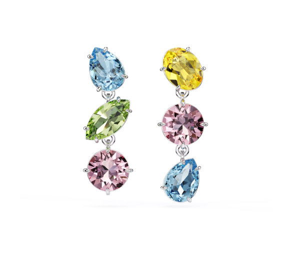 Helen Kirchhofer - Swarovski Gema Drop Ohrhänger Asymmetrisches Design Verschiedene Schliffe Mehrfarbig - 5692406