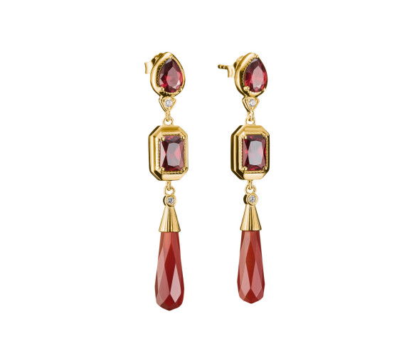 Helen Kirchhofer - Thomas Sabo Ohrringe Rote Steine Elyndra 18k Vergoldung - H2332-414-10