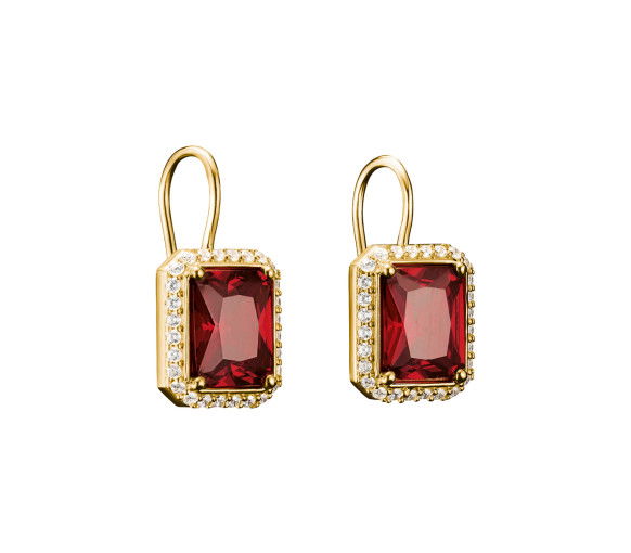 Helen Kirchhofer - Thomas Sabo Ohrringe Rote Achteckige Steine 18k Vergoldung - H2338-414-10