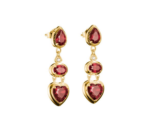 Helen Kirchhofer - Thomas Sabo Ohrringe Herz Granatrot Elyndra 18k Vergoldung - H2341-414-10