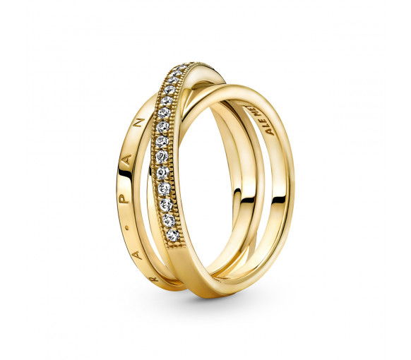 Helen Kirchhofer - Pandora Shine Logo Crossover Pavé Triple Band Ring - 169057C01