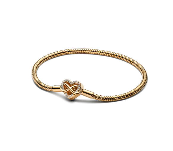 Helen Kirchhofer - Pandora Bracelet Maille Serpent Fermoir Cœur de l'Infini Scintillant - 563758C01