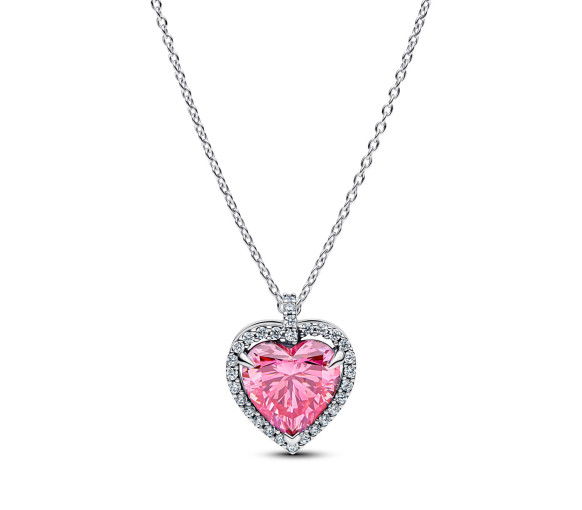 Helen Kirchhofer - Pandora Rosafarbener Strahlenkranz Herz Halskette - 394414C01-45