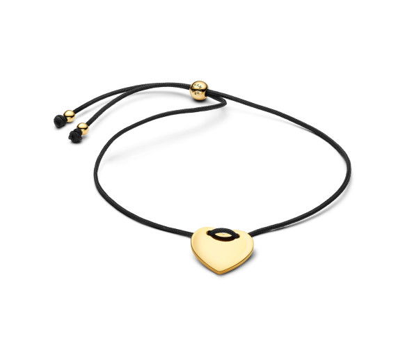 Helen Kirchhofer - Pandora Gravierbares Herz Schwarze Kordel Schiebeverschluss - 564420C01-2