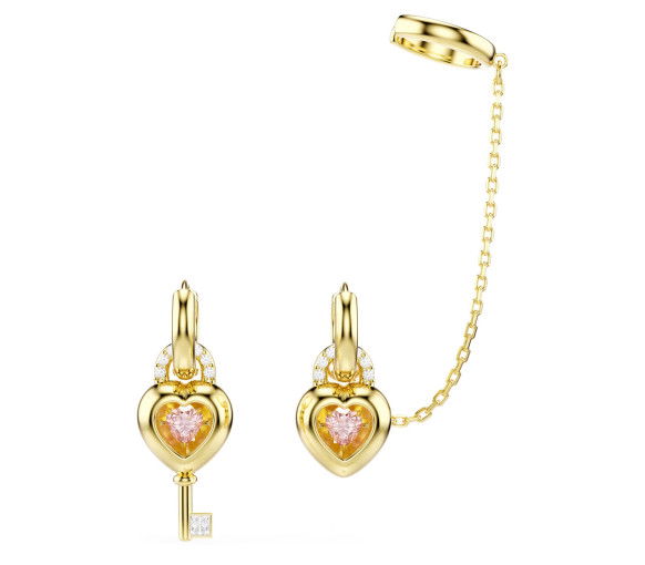 Helen Kirchhofer - Swarovski Idyllia Drop Ohrhänger mit Ohrspange Verschiedene Schliffe Herz mit Schlüssel Rosa Goldlegierungsschicht - 5737294