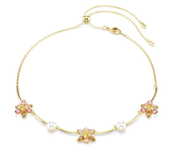 Helen Kirchhofer - Swarovski Collana Idyllia Crystal Pearl Taglio misto Fiore Multicolore Placcato color oro - 5732388