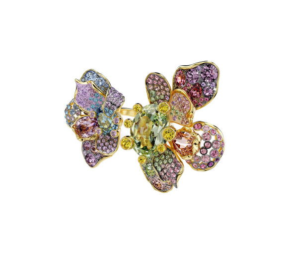 Helen Kirchhofer - Swarovski Anello Idyllia Taglio misto Pavé Fiore Multicolore Placcato color oro