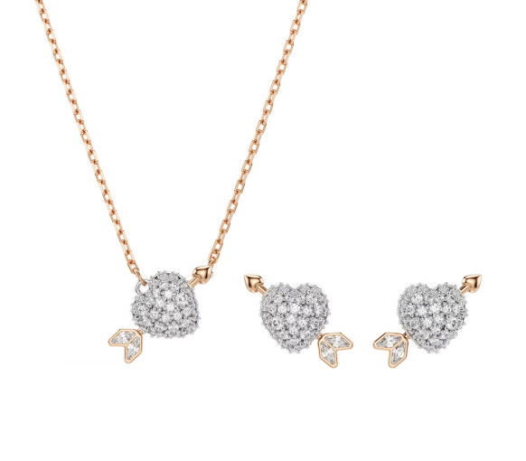 Helen Kirchhofer - Swarovski Idyllia Set Verschiedene Schliffe Herz mit Pfeil Weiss Roségold Legierungsschicht - 5745580