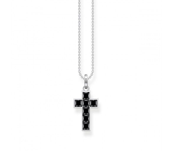 Helen Kirchhofer - Thomas Sabo Halskette Kreuz mit Schwarzen Steinen Silber - KE2166-643-11-L45V