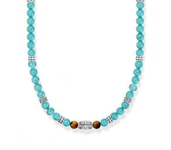 Helen Kirchhofer - Thomas Sabo Halskette mit Türkisen Beads und Tigerauge Beads Silber - KE2180-364-17-L50