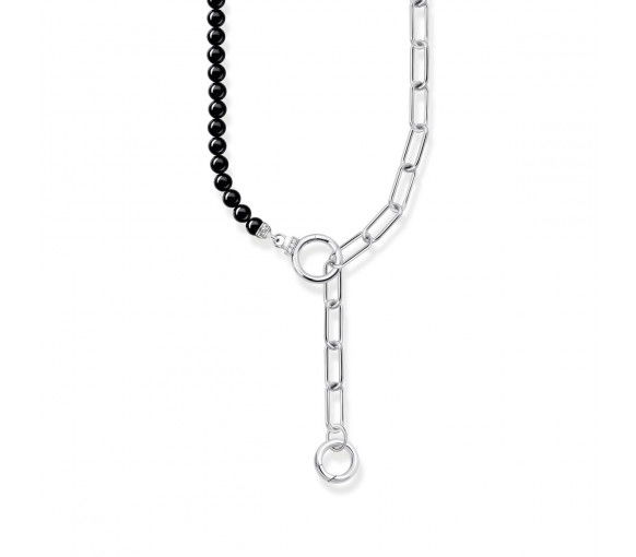 Helen Kirchhofer - Thomas Sabo Halskette aus Onyx Beads mit weissen Steinen Silber - KE2193-027-11-L47V