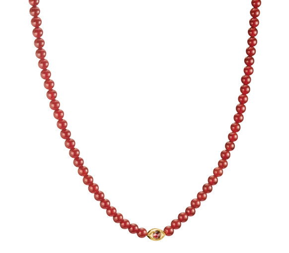 Helen Kirchhofer - Thomas Sabo Halskette Rote Achat Beads Elyndra 18k Vergoldung - KE2332-414-10-L55