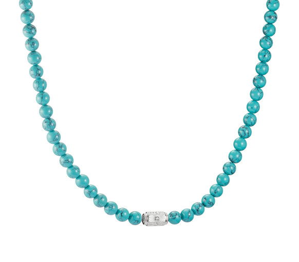Helen Kirchhofer - Thomas Sabo Halskette Beads mit imitiertem Türkis Elyndra Silber - KE2335-405-17-L55