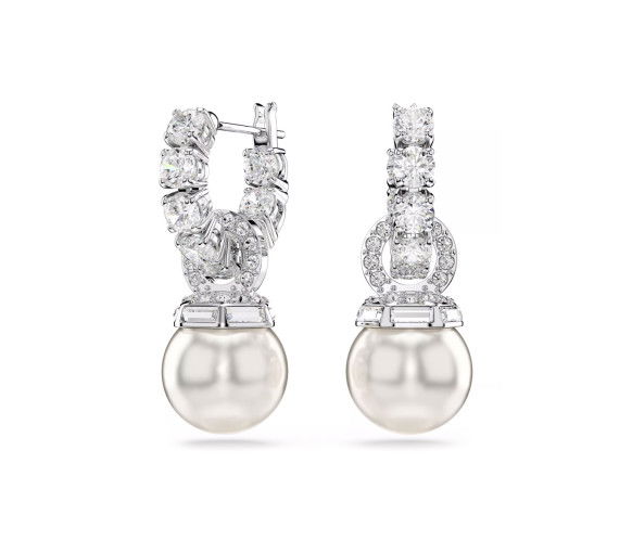 Helen Kirchhofer - Swarovski Matrix Drop Ohrhänger Kristallperle Rundschliff Weiss - 5691716