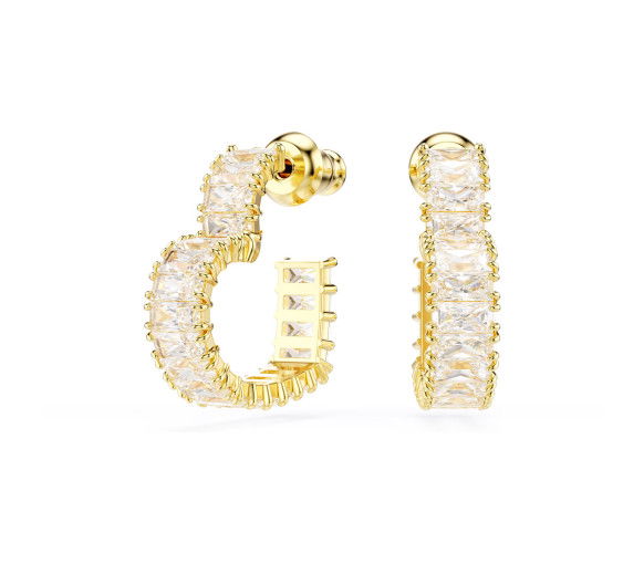 Helen Kirchhofer - Swarovski Matrix Kreolen Baguette Schliff Herz Klein Weiss Gold - 5693512