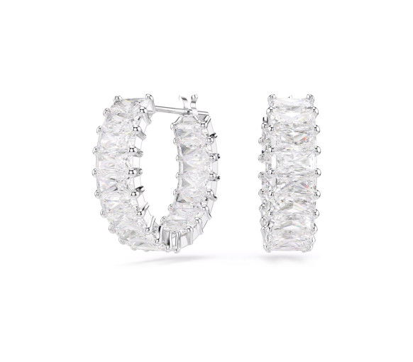 Helen Kirchhofer - Swarovski Matrix Kreolen Baguette Schliff Weiss Rhodiniert - 5733397