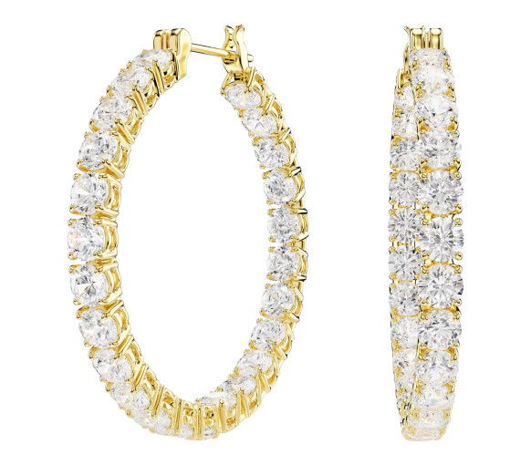 Helen Kirchhofer - Swarovski Matrix Kreolen Rundschliff Weiss Goldlegierungsschicht - 5750620