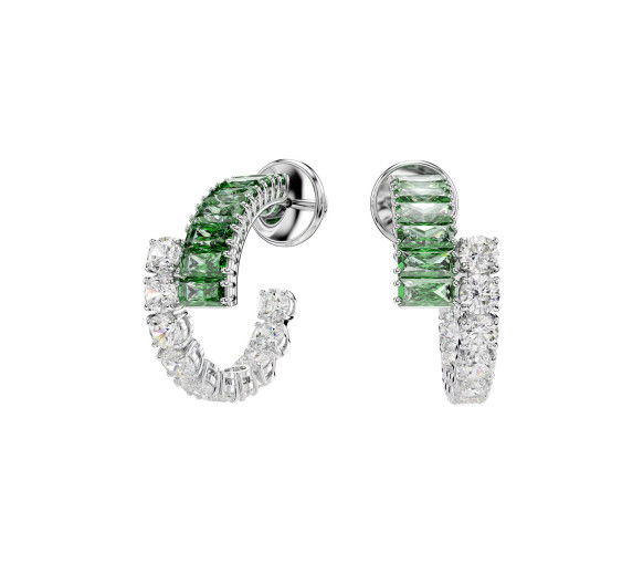 Helen Kirchhofer - Swarovski Orecchini a cerchio Matrix Taglio misto Verdi Placcato rodio - 5732264
