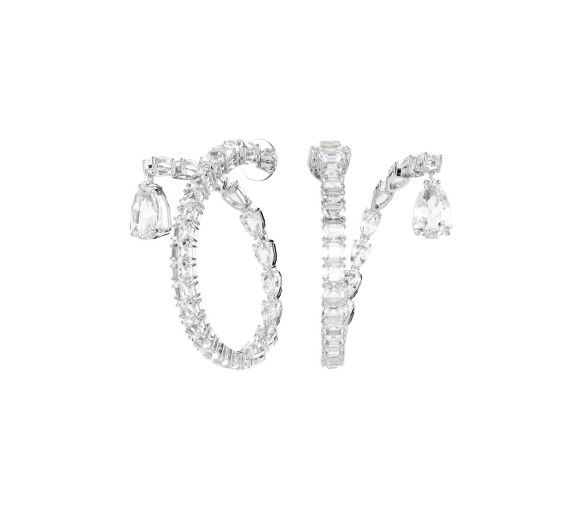 Helen Kirchhofer - Swarovski Orecchini a cerchio Matrix Taglio misto Bianchi Placcato rodio - 5692524