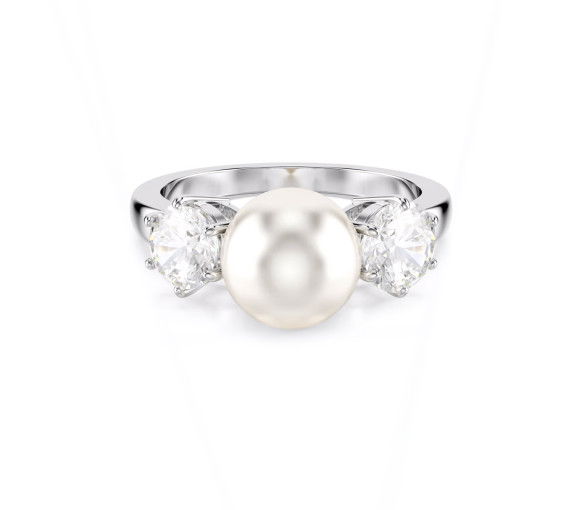 Helen Kirchhofer - Swarovski Anello cocktail Matrix Crystal Pearl Taglio Round Bianco Placcato rodio