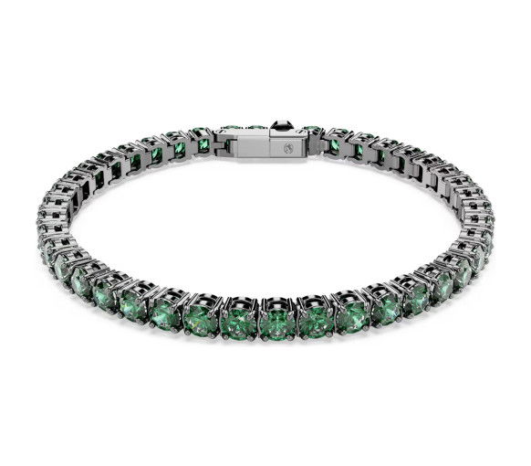 Helen Kirchhofer - Swarovski Matrix Tennis Bracelet Round cut Green Ruthenium plated