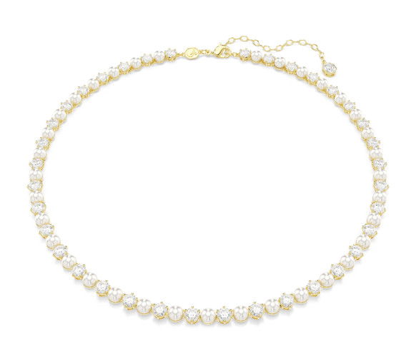 Helen Kirchhofer - Swarovski Matrix Tennis necklace Crystal pearl Round cut White Gold tone plated - 5742039