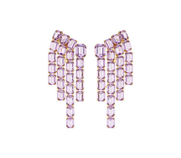 Helen Kirchhofer - Swarovski Orecchini a clip Millenia Taglio Octagon lampadario Viola Placcato color oro - 5720837