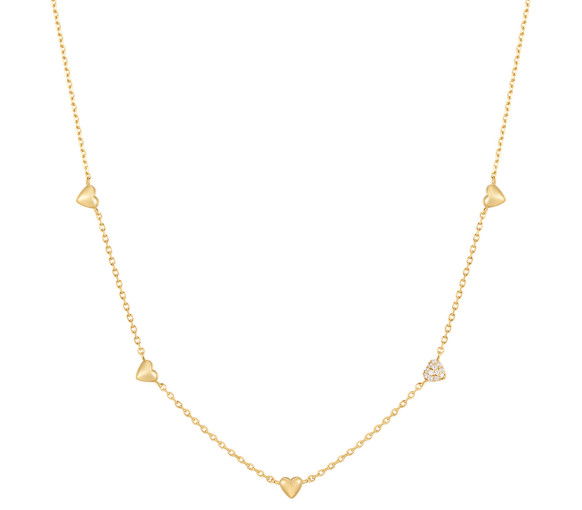 Ania Haie Gold Pavé Puffed Heart Station Halskette - N074-05G