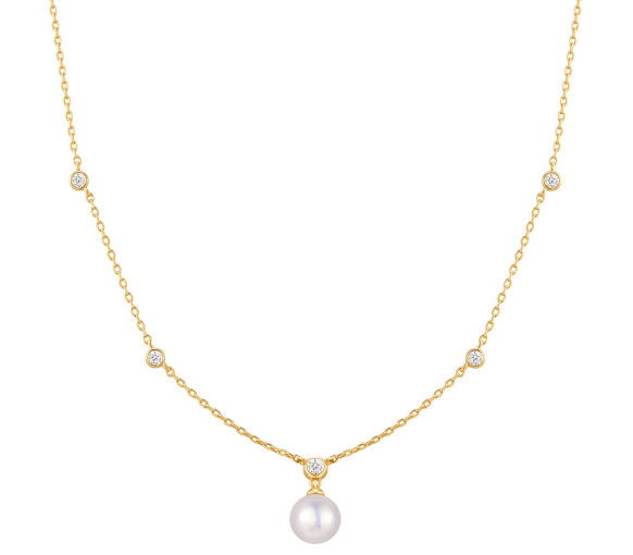 Ania Haie Gold Bezel Set Station With Shell Pearl Halskette - N075-09G