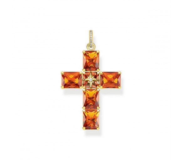 Helen Kirchhofer - Thomas Sabo Anhänger Kreuz Grosse Orange Steine mit Stern - PE880-971-8