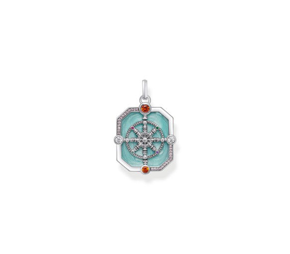 Helen Kirchhofer - Thomas Sabo Anhänger Wheel of Karma türkis mit bunten Steinen Silber - PE961-340-7